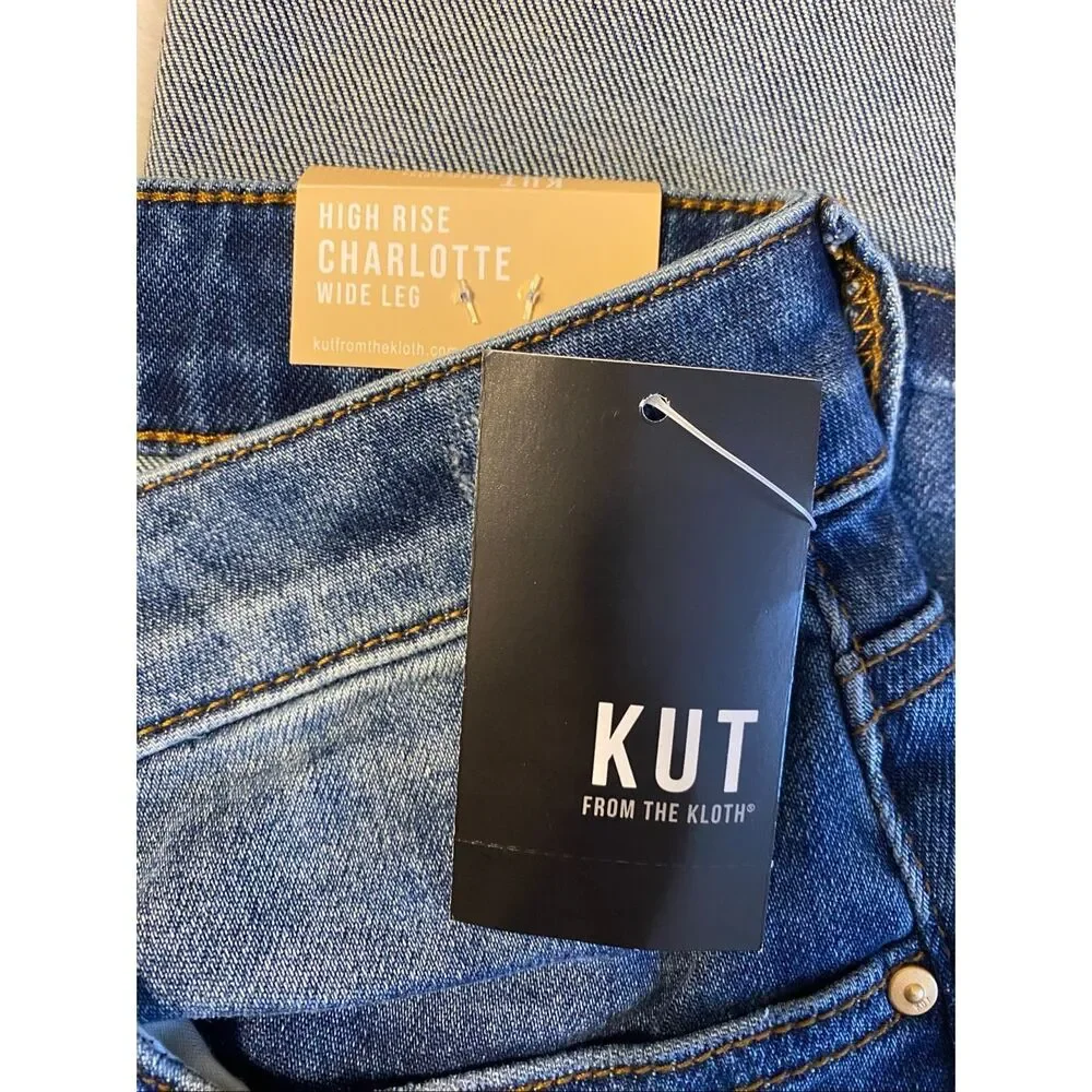 NWT Kut From the Kloth Charlotte High Rise Cuffed Wide Leg Jeans Size 12 - Picture 7 of 13